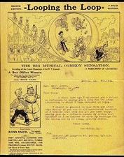 1904 Amazing Vaudeville Comedy - Looping the Loop - history Boston Letter Head picture