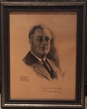 President Franklin D. Roosevelt Signed Print From 1932 Presidential Campaign FDR picture