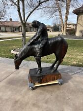 Indian Horse Wood Carved Statue Cigar Store Indian Cowboy Native American picture