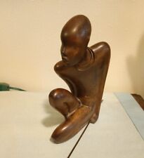Werkstatte Hagenauer Wien Crouching Tribal Man With Spear Wood Brass And Copper picture