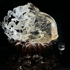 50LB Large Top Natural Clear Quartz Carved Dragon Crystal Skull Heal Reiki Decor picture