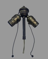 Vintage Leviton Double Lamp Socket Cluster Brass Pull Chain Light Parts picture