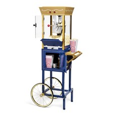 Nostalgia Popcorn Maker Machine - Professional Cart With 8 8 Oz, Navy & Gold picture