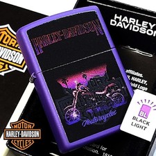 Harley Davidson ZIPPO Lighter Matte Purple UV-Active Design Used picture