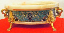 F.BARBEDIENNE IMPORTANT  JARDENIERE CHAMPLEVE  ENAMEL  BRONZE &  MARBLE C 1864 picture