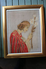 Antique religious silk and wool tapestry of Angel Gabriel. picture