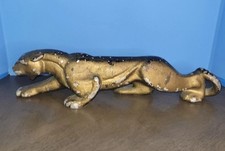 Vintage Mcm Prowling Jaguar Panther Cast Metal Sculpture Door Stop Rare Art Deco picture