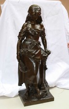 MAGNIFICENT 19C FRENCH BRONZE STATUE MATHURIN MOREAU picture