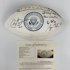 President Barack Obama Bill Clinton George Bush Jimmy Carter Signed Football JSA picture