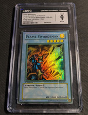 Yugioh Flame Swordsman LOB-003 1st Edition Super CGC 9 Mint Wavy MAX BLUE FADE picture