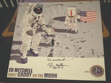 ***ED MITCHELL AUTOGRAPHED GOLFING ON THE MOON SPACE ART HUGE COLLECTION picture