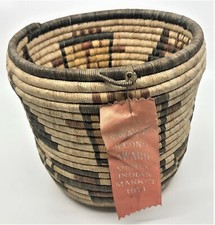 Native American Hopi Basket, SWAIA Second Award Deep Coil Kachina Images  picture