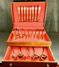 STANLEY ROBERTS, GOLD ROYALTY, GOLD ELECTROPLATE. STAINLESS FLATWARE - 54-PCS. picture