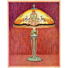Original Vintage 1920s - HANDEL LAMPS - Peacocks - Full-Page Color Print Ad picture