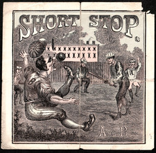 1870's Baseball Ext. RARE Short Stop G Harris & Son Outer Cigar Box Label SR.L.s picture