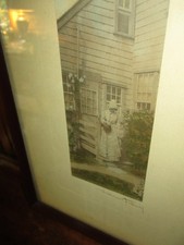 Antique Rare Wallace Nutting Photo Nantucket Sconset Lightship Basket Purse picture