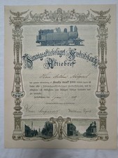 Rare 1899 Finnish Railway Share Certificate Fredrikshamn Locomotive FMK 1000 picture