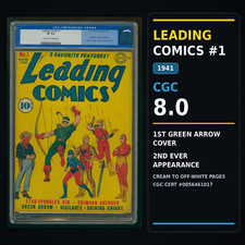 LEADING COMICS #1 CGC 8.0 1ST GREEN ARROW COVER   2nd  EVER APP  #0056461017 picture
