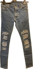 Balmain Genuine Distressed Rhinestone Denim Men Rare Designer Luxury Model LImit picture