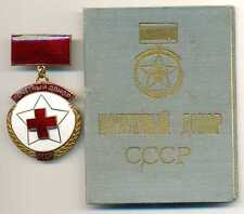 Russian Soviet Red Cross Badge of Honored Blood Donor with Document 1957 picture