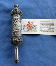 1927 Palestine Bezalel Miniature Silver Megillah Case & Esther Scroll Jerusalem picture