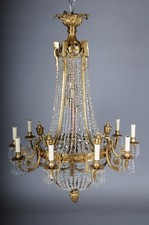 Stunning Italian Crystal Chandelier, Gold Hollywood Regency Style picture
