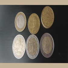 coin collection , 7 rare coins in gift box , 2 ,1 euro 50 cent rare 1999-2002 picture