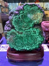 46LB Rare Natural Malachite flower Crystal Quartz Mineral Specimen Collect+Stand picture
