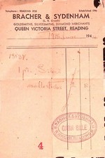 Bracher & Sydenham Reading UK Goldsmith Invoice Receipt 1946 Silver Candlesticks picture