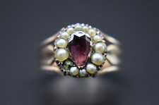 Superb 17th century rose gold ring bearing pearls and garnet picture
