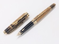Sailor Fountain Pen '80s Wooden scroll, ebony, Kaga Takamakie,  18K M picture
