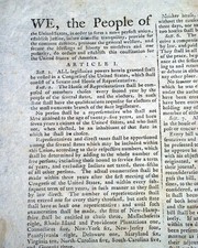 Historic UNITED STATES CONSTITUTION George Washington Signs 1787 U.S. Newspaper picture