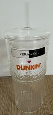 EXCLUSIVE Vera Wang Dunkin' Donuts Glass Coffee Cup Tumbler With Lid & Straw picture