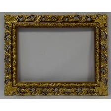 Ca 1850-1900 Old wooden frame Original condition with metal leaf 28.0 x 20.1 in picture
