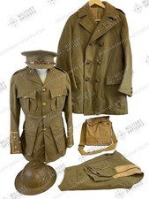 WW1 Canadian CEF 123rd Battalion Officers Uniform Gas Mask Helmet Great Coat ... picture