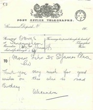 GB ROYALTY/1910/HM QUEEN ALEXANDRA/TELEGRAM picture