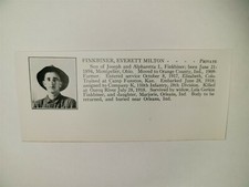 Everett Finkbiner Montpelier Ohio Camp Funston 110th Infantry 1921 WW1 Hero Pnel picture