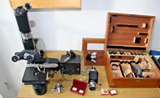 Vintage E. Leitz Wetzlar Microscope Set – Objectives OEL Accessories Wooden Case picture
