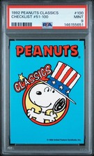 1992 ProSports Peanuts Classics Snoopy Checklist PSA 9 Mint POP 1  None ^  #100 picture