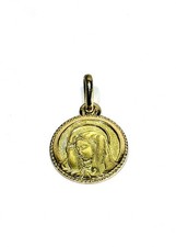 Elegant French Antique 18K Yellow Gold Virgin Mary Medal Hallmarked 750 20thC picture