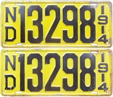 1914 NORTH DAKOTA license plate PAIR (GIBBY VERY GOOD) picture