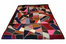 Antique Crazy Quilt Hand Embroidered Museum Quality 68x83 Exceptional Seam Work picture