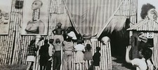 FANTASTIC CIRCUS FREAK PHOTO ON STAGE WITH FANS 1940'S VINTAGE picture