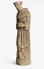 Rare Spanish Colonial Santos Monk Statue Carved Wood Franciscan 16th C picture