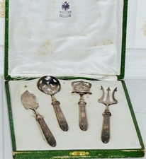 Museum-Grade Antique Presentation Faberge Silver Serving Set & Monogrammed Box picture