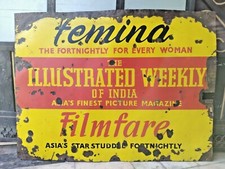 VINTAGE FEMINA MAGAZINE PORCELAIN ENAMEL SIGN BOARD FILMFARE ILLUSTRATED WEEKLY