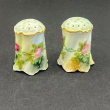 Antique Rosenthal Bavaria Hand Painted Porcelain Salt Pepper Shakers Signed SAB picture