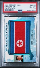 Kim Jong-Un 2016 Leaf Decision #WL18 World Leaders Flag Patch Ice Blue Foil 1/1 picture