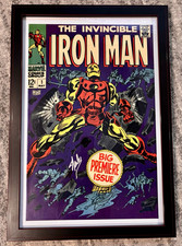 STAN LEE SIGNED Marvel Iron Man #1 Comic Cover Art Print – Framed 99% UV Tru Vue picture