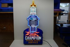 CHAMPION SPARK PLUG NEON Dealer sign. Steel Enamel neon ART. HUGE 45